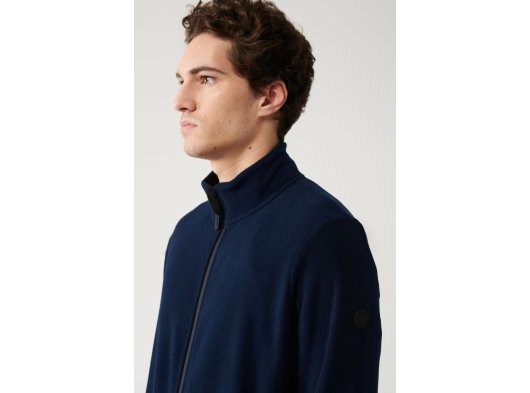 Erkek Lacivert Dik Yaka Soğuğa Dayanıklı Fermuarlı Polar Sweatshirt