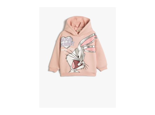 Bugs Bunny Kapşonlu Sweat Lisanslı Uzun Kollu Şardonlu